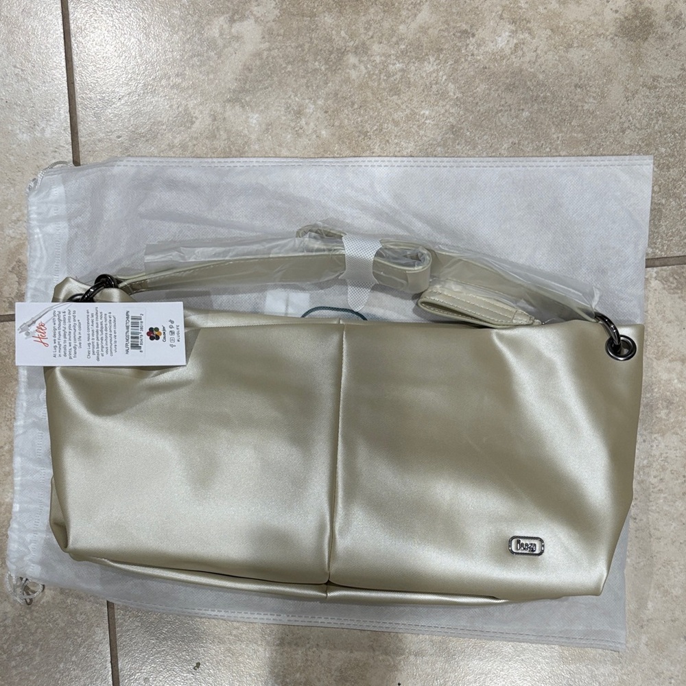 NWT Lug Half Plunge Metallic Champagne Shoulder Bag